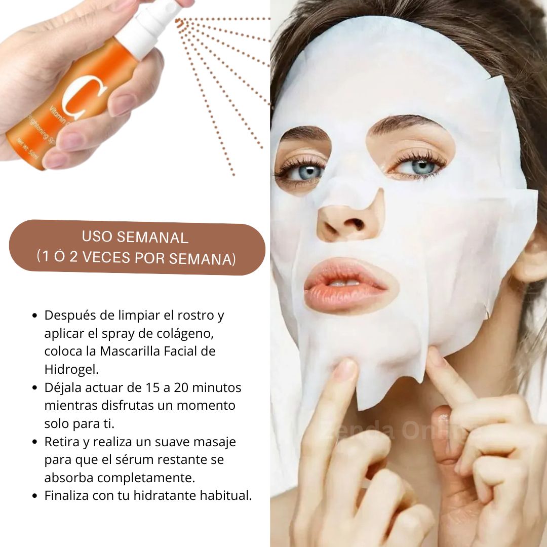 Kit Facial Premium (Masajeador + Colágeno + Mascarilla) Nutre y Revitaliza Rostro y Cuello - Solo hoy 40% de Dcto.